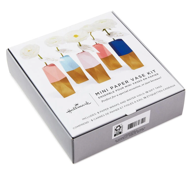 Hallmark Mini Paper Vase Kit, Pack Of 5 With Water Vials And Leaf Tags - Image 2