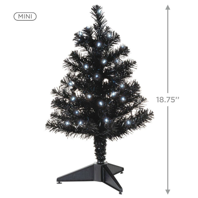 Hallmark Miniature Black Pre-Lit Christmas Tree, 18.75" 5 Hallmark Miniature Black Pre-Lit Christmas Tree, 18.75" - Image 3