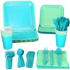 Hallmark Color Pop 96-Piece Tableware Basics Party Kit, Sea Green And Aqua -Hallmark Sales Store Mint Green and Aqua Party in a Box Party Supplies 5CLP1005 01