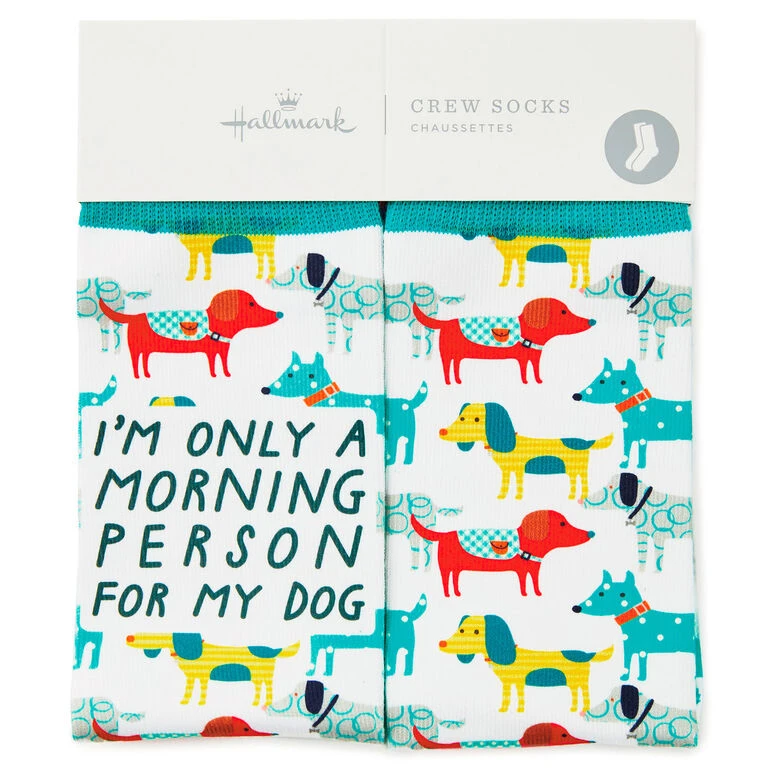 Hallmark Morning Person For My Dog Funny Crew Socks 4 Hallmark Morning Person For My Dog Funny Crew Socks - Image 2