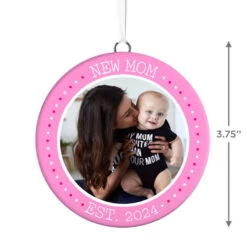 Hallmark New Mom Personalized Text And Photo Ceramic Ornament -Hallmark Sales Store New Mom Personalized Round Ceramic Ornament 1999QHE1711B27 03