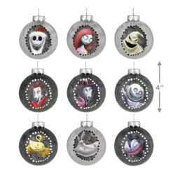 Hallmark Disney Tim Burton's The Nightmare Before Christmas Halloween Town Glass Ornaments, Set Of 9 -Hallmark Sales Store Nightmare Before Christmas Glass Ball Keepsake Ornaments 2999QSB6289 03