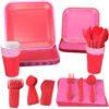 Hallmark Color Pop 96-Piece Tableware Basics Party Kit, Red And Pink -Hallmark Sales Store Party Supplies in a Box Plates Napkins and Cups 5CLP1000 01