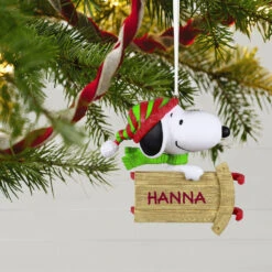 Hallmark Peanuts® Sledding With Snoopy Personalized Ornament 9 Hallmark Peanuts® Sledding With Snoopy Personalized Ornament -Hallmark Sales Store Peanuts Snoopy With Sled Personalized Keepsake Ornament 2499QHE2002B1 02