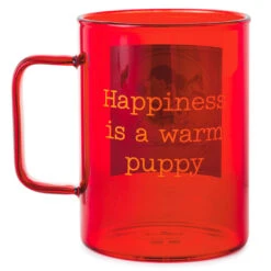 Hallmark Peanuts® Happiness Is A Warm Puppy Glass Mug, 20 Oz. 5 Hallmark Peanuts® Happiness Is A Warm Puppy Glass Mug, 20 Oz. -Hallmark Sales Store Peanuts Snoopy and Lucy Hug Red Glass Mug 1PAJ3547 02