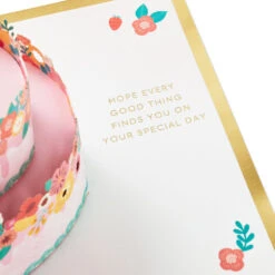 Hallmark Every Good Thing Floral Cake 3D Pop-Up Birthday Card -Hallmark Sales Store Pink Cake and Flowers 3D PopUp Birthday Card for Her 1299LAD2886 03