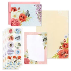 Hallmark Pink Floral Stationery Set And Desk Organizer Box 10 Hallmark Pink Floral Stationery Set And Desk Organizer Box -Hallmark Sales Store Pink Floral Stationery Set and Note Cards in Box 5STZ1186 03