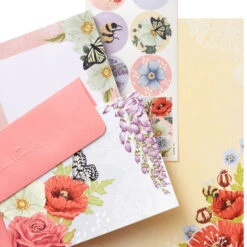 Hallmark Pink Floral Stationery Set And Desk Organizer Box 11 Hallmark Pink Floral Stationery Set And Desk Organizer Box -Hallmark Sales Store Pink Floral Stationery Set and Note Cards in Box 5STZ1186 04