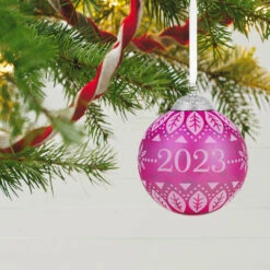 Hallmark Christmas Commemorative 2023 Glass Ball Ornament 9 Hallmark Christmas Commemorative 2023 Glass Ball Ornament -Hallmark Sales Store Pink Glass Ball 2023 Keepsake Ornament 2299QXR8127 02