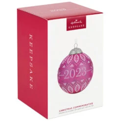 Hallmark Christmas Commemorative 2023 Glass Ball Ornament 11 Hallmark Christmas Commemorative 2023 Glass Ball Ornament -Hallmark Sales Store Pink Glass Ball 2023 Keepsake Ornament 2299QXR8127 04