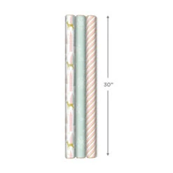 Hallmark Pink And Mint Assorted 3-Pack Christmas Wrapping Paper, 120 Sq. Ft. -Hallmark Sales Store Pink and Mint Christmas Wrapping Paper Assortment 5JXW1083 07