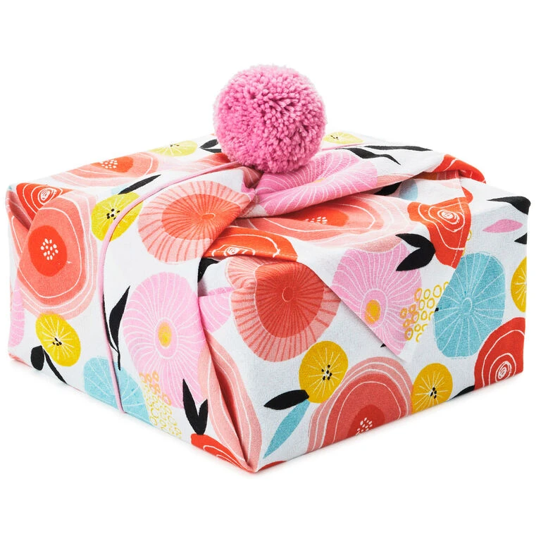 Hallmark 26" Modern Floral Fabric Gift Wrap With Elastic Band 3 Hallmark 26" Modern Floral Fabric Gift Wrap With Elastic Band