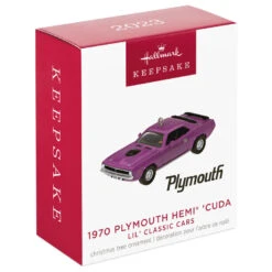 Hallmark Mini Lil' Classic Cars 1970 Plymouth Hemi® 'Cuda 2023 Metal Ornament, 0.58" -Hallmark Sales Store Plymouth Hemi Cuda Car Keepsake Ornament 1299QXM9157 04