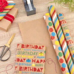 Hallmark Primary Birthday 3-Pack Kraft Wrapping Paper, 105 Sq. Ft. Total 9 Hallmark Primary Birthday 3-Pack Kraft Wrapping Paper, 105 Sq. Ft. Total -Hallmark Sales Store Primary Birthday 3Pack Kraft Wrapping Paper 5EWR6409 02