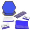 Hallmark Color Pop 60-Piece Tableware Premium Party Kit, Blue Hexagon -Hallmark Sales Store Purple Hexagon Shape Plates Party in a Box Supplies 5CLP1012 01