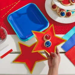 Hallmark Color Pop 60-Piece Tableware Premium Party Kit, Red Star -Hallmark Sales Store Red Star Shape Plates Party in a Box Supplies 5CLP1013 02