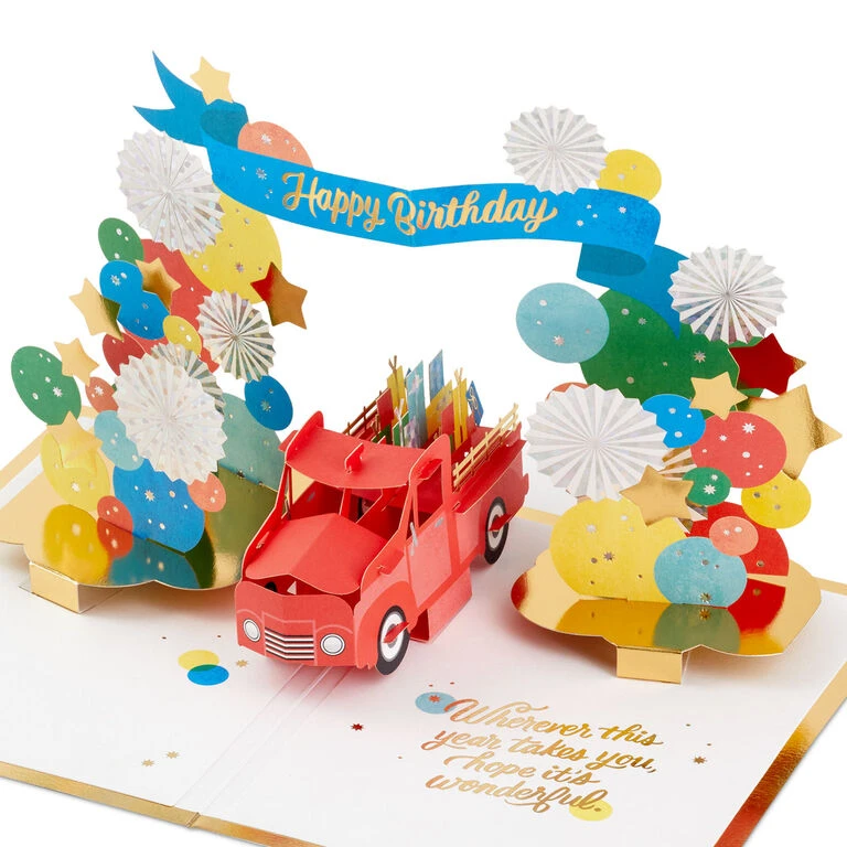 Hallmark Celebrating You Red Truck And Banner 3D Pop-Up Birthday Card 3 Hallmark Celebrating You Red Truck And Banner 3D Pop-Up Birthday Card