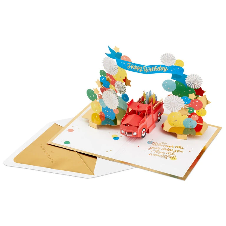 Hallmark Celebrating You Red Truck And Banner 3D Pop-Up Birthday Card 4 Hallmark Celebrating You Red Truck And Banner 3D Pop-Up Birthday Card - Image 2