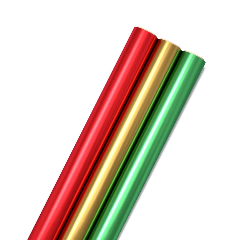 Hallmark Red, Green, Gold Foil 3-Pack Christmas Wrapping Paper, 60 Sq. Ft. 3 Hallmark Red, Green, Gold Foil 3-Pack Christmas Wrapping Paper, 60 Sq. Ft.