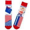 Hallmark Peanuts® Charlie Brown With Kite Novelty Crew Socks -Hallmark Sales Store RedWhiteBlue Charlie Brown With Kite Socks 1PAJ3536 01