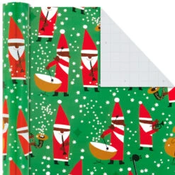 Hallmark Santa Fun 3-Pack Christmas Wrapping Paper Assortment, 120 Sq. Ft. -Hallmark Sales Store Santa Fun Hallmark Mahogany Christmas Wrapping Paper 5JXW1037 06