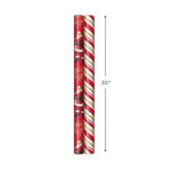 Hallmark Santa And Stripes 2-Pack Christmas Wrapping Paper Assortment, 160 Sq. Ft. -Hallmark Sales Store Santa and Stripes Assorted Christmas Wrapping Paper 5JXW1055 04