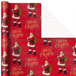 Hallmark Santa And Stripes 2-Pack Christmas Wrapping Paper Assortment, 160 Sq. Ft. -Hallmark Sales Store Santa and Stripes Assorted Christmas Wrapping Paper 5JXW1055 05