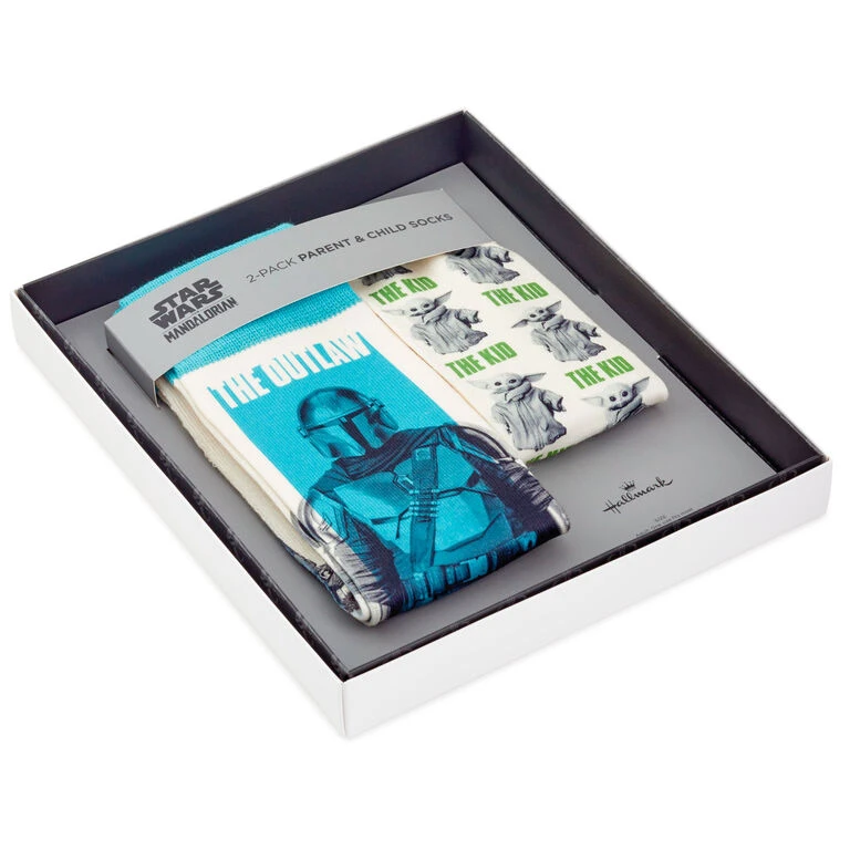 Hallmark Star Wars: The Mandalorian™ And Grogu™ Adult And Child Novelty Crew Socks, Set Of 2 4 Hallmark Star Wars: The Mandalorian™ And Grogu™ Adult And Child Novelty Crew Socks, Set Of 2 - Image 2