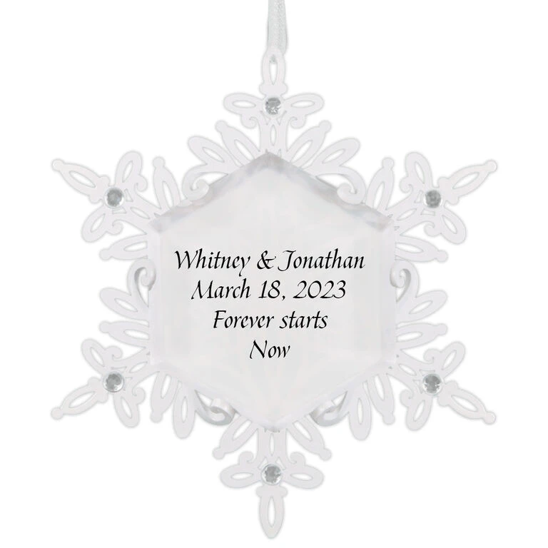 Hallmark Sparkling Snowflake Text Personalized Metal Ornament 3 Hallmark Sparkling Snowflake Text Personalized Metal Ornament