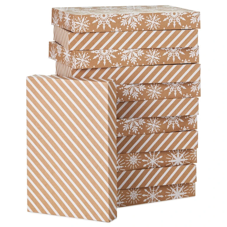 Hallmark Snowflakes And Stripes 12-Pack Designed Brown Shirt Boxes 3 Hallmark Snowflakes And Stripes 12-Pack Designed Brown Shirt Boxes