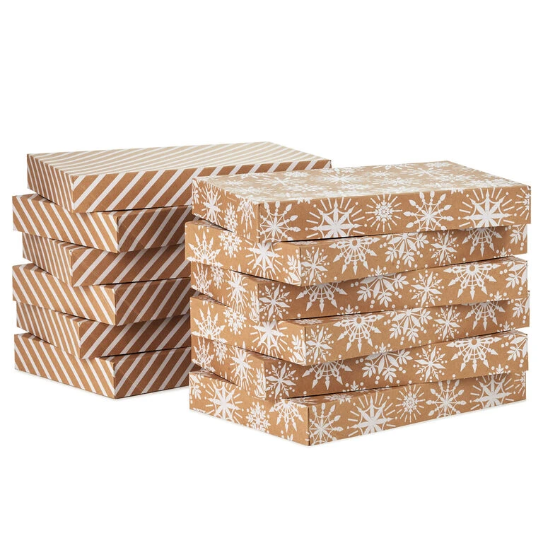 Hallmark Snowflakes And Stripes 12-Pack Designed Brown Shirt Boxes 4 Hallmark Snowflakes And Stripes 12-Pack Designed Brown Shirt Boxes - Image 2
