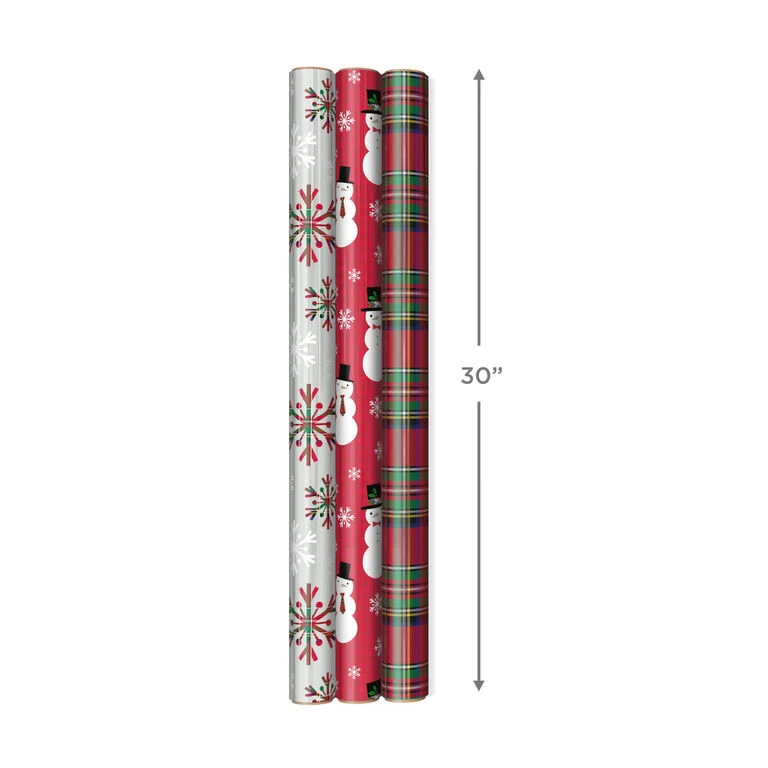 Hallmark Snow Merry 3-Pack Foil Christmas Wrapping Paper Assortment, 60 Sq. Ft. 6 Hallmark Snow Merry 3-Pack Foil Christmas Wrapping Paper Assortment, 60 Sq. Ft. - Image 4