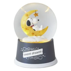 Hallmark Peanuts® Snoopy Sweet Dreams Snow Globe With Light -Hallmark Sales Store Sweet Dreams Snoopy on Yellow Moon Water Globe 1BBY4760 02