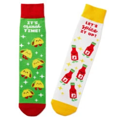 Hallmark Tacos And Hot Sauce Better Together Funny Crew Socks
