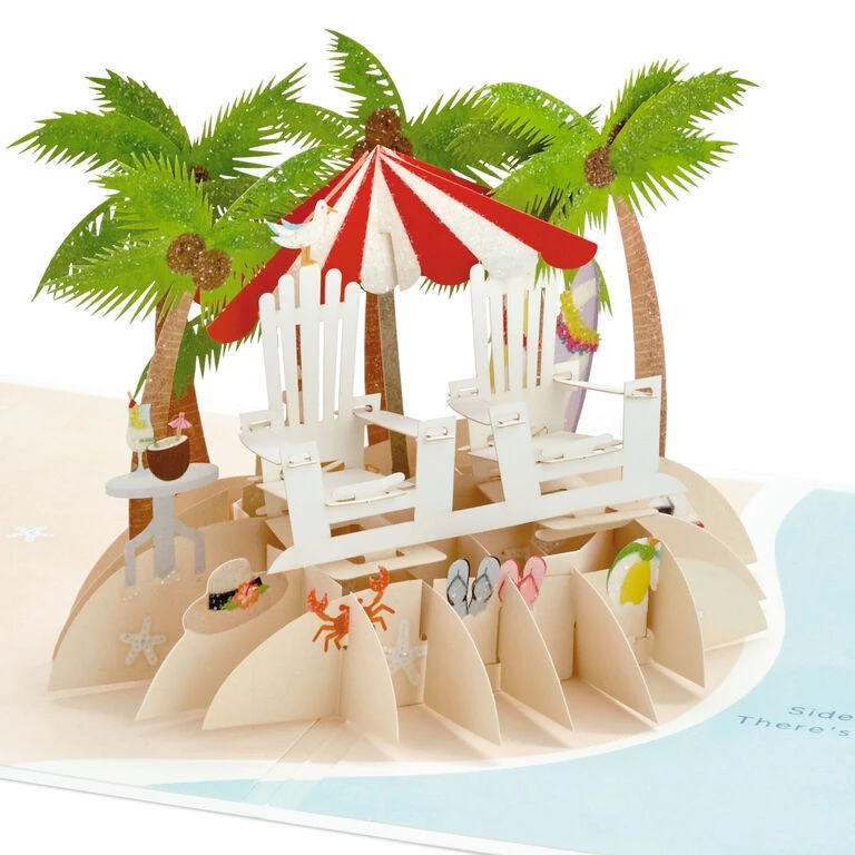 Hallmark Tropical Beach Scene 3D Pop-Up Anniversary Card 3 Hallmark Tropical Beach Scene 3D Pop-Up Anniversary Card