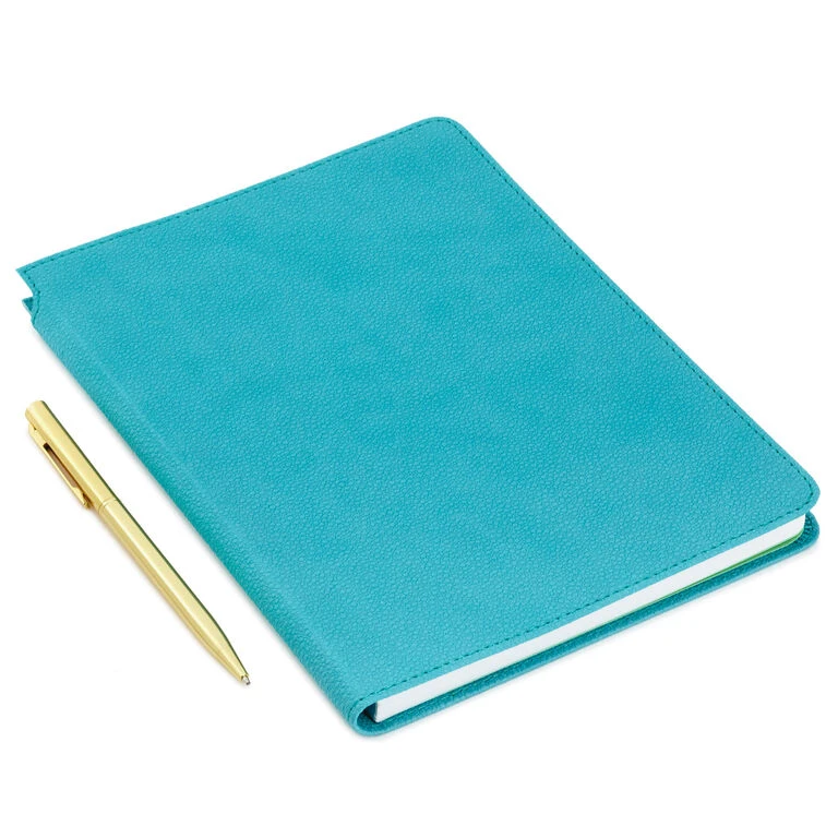 Hallmark Turquoise Faux Leather Notebook With Pen 3 Hallmark Turquoise Faux Leather Notebook With Pen