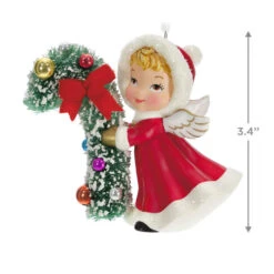 Hallmark Vintage Angel Porcelain Ornament -Hallmark Sales Store Vintage Angel With Candy Cane Keepsake Ornament 2499QXT4127 03