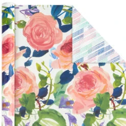 Hallmark Watercolor Tones 3-Pack Reversible Wrapping Paper, 75 Sq. Ft. Total 11 Hallmark Watercolor Tones 3-Pack Reversible Wrapping Paper, 75 Sq. Ft. Total -Hallmark Sales Store Watercolor Tones 3Pack Reversible Wrapping Paper 5EWR6405 04