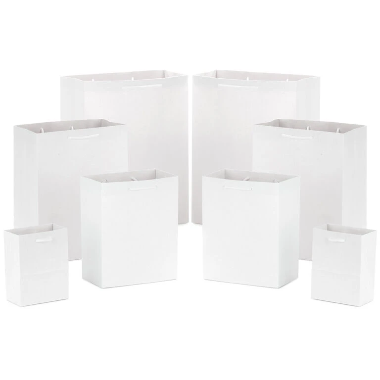 Hallmark White Assorted Sizes 8-Pack Gift Bags 3 Hallmark White Assorted Sizes 8-Pack Gift Bags