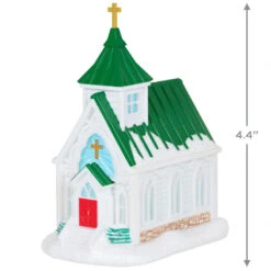 Hallmark Candlelight Service Ornament -Hallmark Sales Store White Church With Green Steeple Keepsake Ornament 2199QGO2767 03