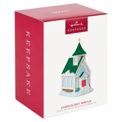 Hallmark Candlelight Service Ornament -Hallmark Sales Store White Church With Green Steeple Keepsake Ornament 2199QGO2767 04