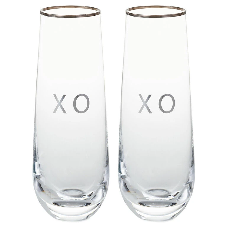 Hallmark XO Stemless Champagne Flutes, Set Of 2 3 Hallmark XO Stemless Champagne Flutes, Set Of 2