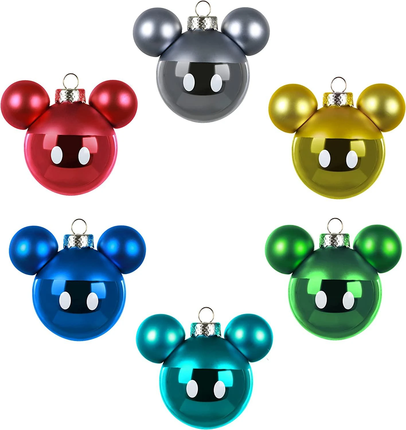 Hallmark Keepsake Glass Christmas Ornaments, Disney Mickey Mouse 4 Hallmark Keepsake Glass Christmas Ornaments, Disney Mickey Mouse - Image 2