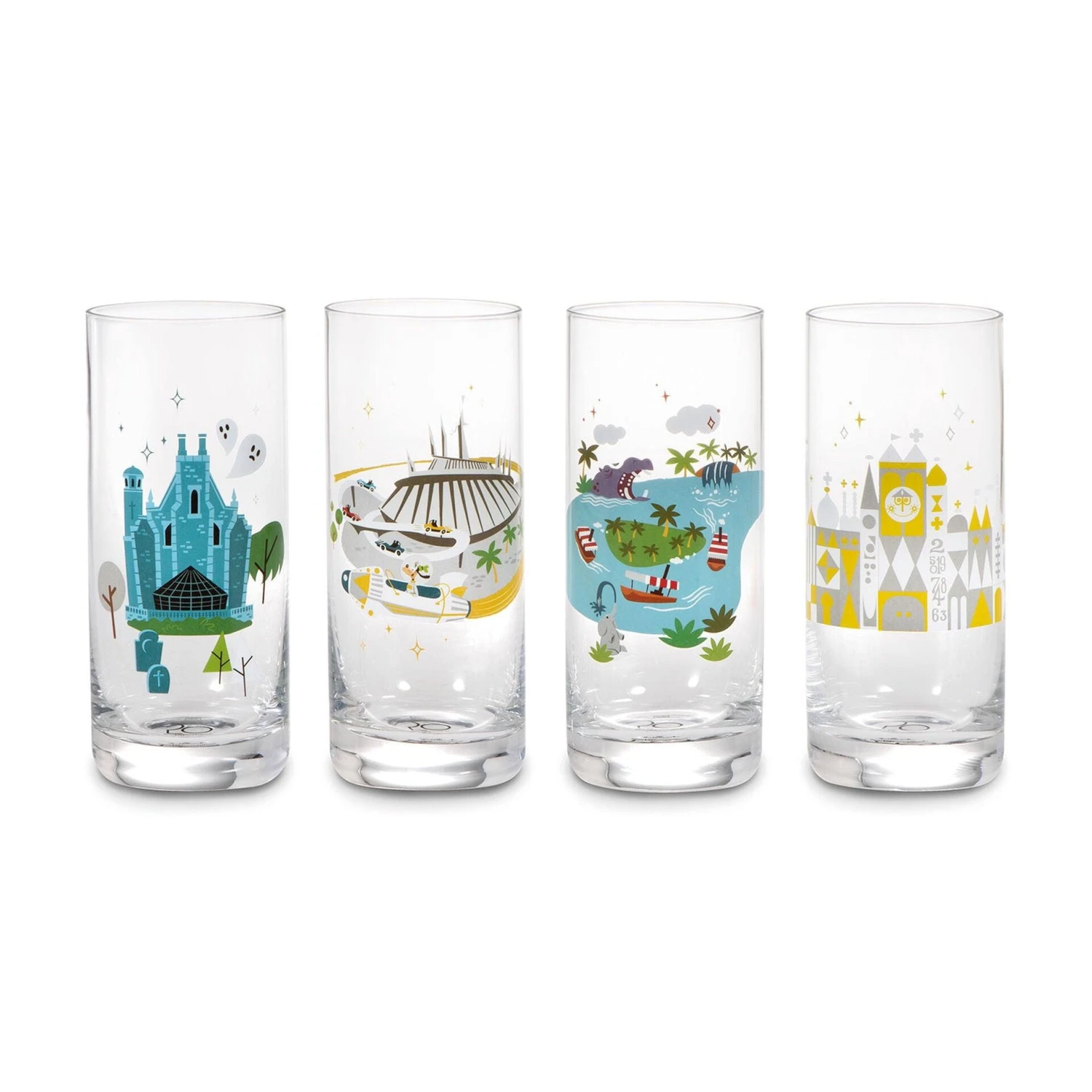 Hallmark Walt Disney World 50th Anniversary Park Attractions Glasses, Set Of 4 3 Hallmark Walt Disney World 50th Anniversary Park Attractions Glasses, Set Of 4
